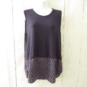Michael Kors Top L Large Blue Mixed Media Sleeveless